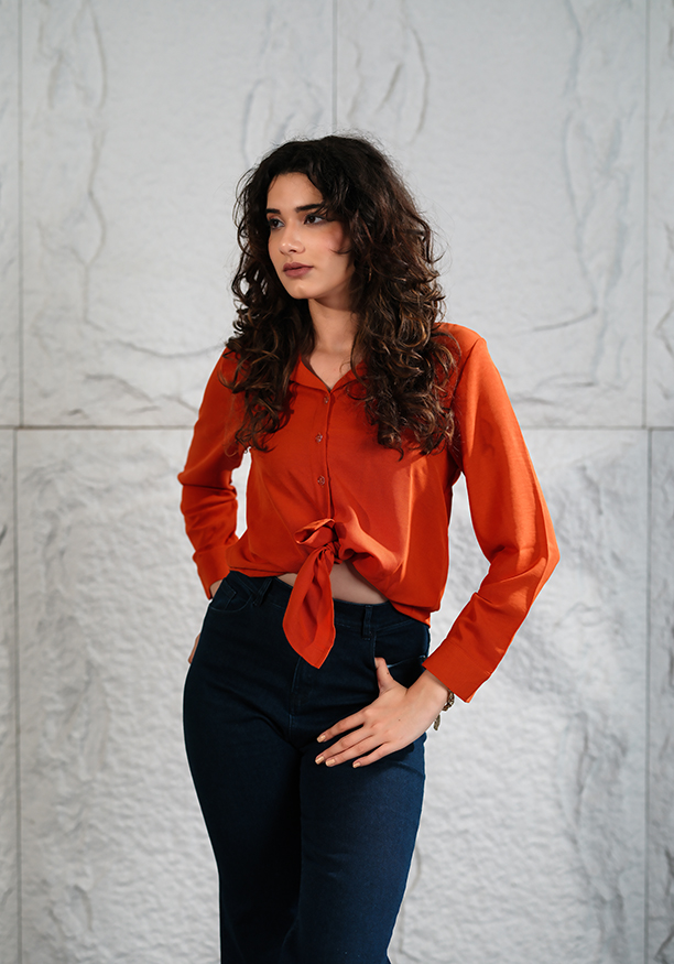 SIENNA ORANGE LONG SLEEVE BLOUSE 